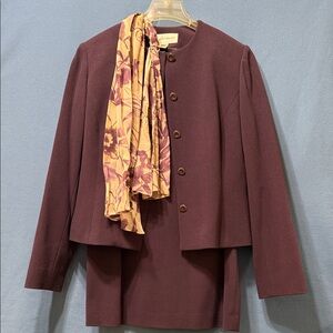 Women's Purple Skirt Suit with Scarf by Jones New York Size 8 Used